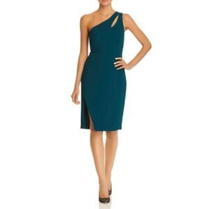 Avery G 2 One Shoulder Crepe Dress in deep green